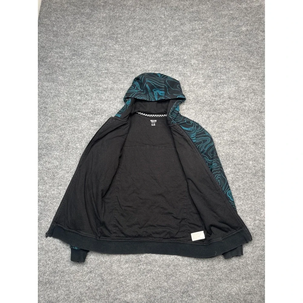 Mossimo Boys XL 16 Full Zip Hoodie Black Teal Topo Map Graphic Utility Pocket‎